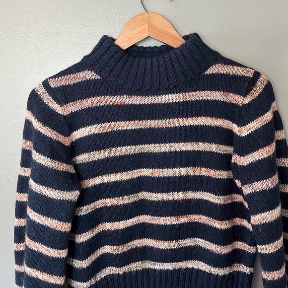 Madewell Wool Blend Striped Metcalf Mockneck Sweater Dark Nightfall - Picture 5 of 12